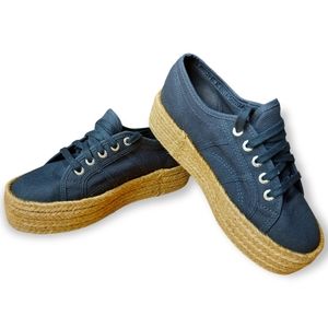 Superga Cotu Espadrille Navy Blue Platform Sneakers Size 7.5